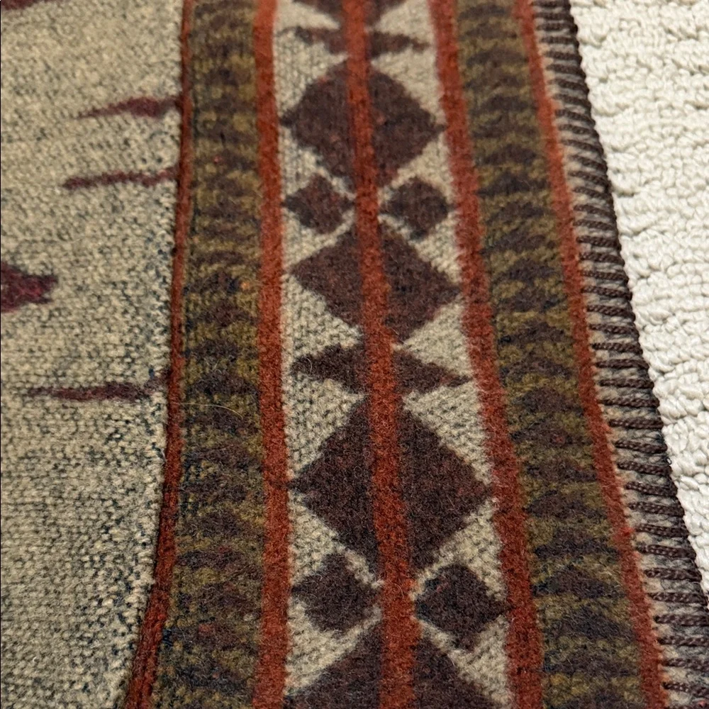 Wooded River Cowboy Scene Pillow Sham 33”X30” Wool Blend